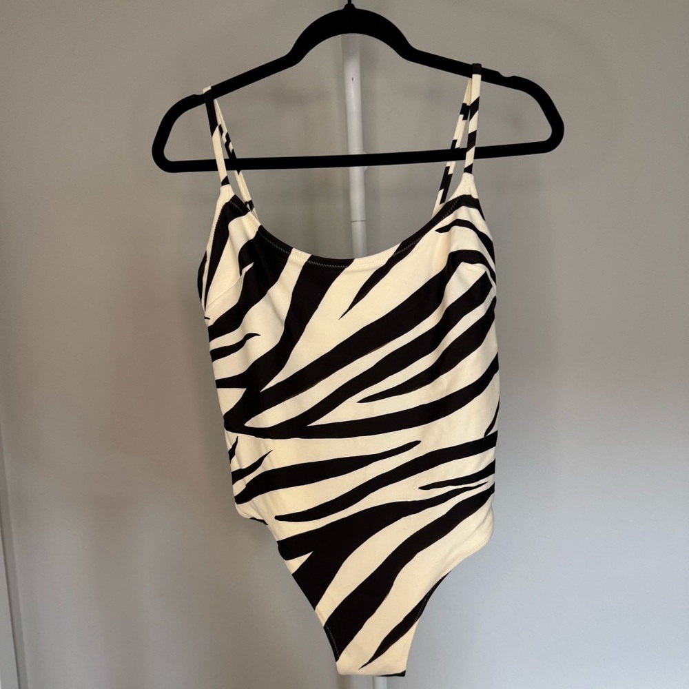 H&M Zebra Print One-Piece Swimsuit size L